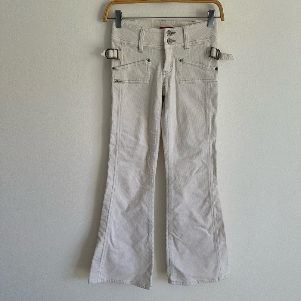 Vintage Y2K Union Bay Pants Corduroy White Grunge Utility Flare Cream Gold Fairy